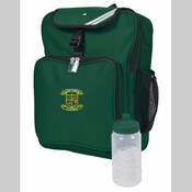 Backpack with water bottle holder and logo ( Bottle not included)